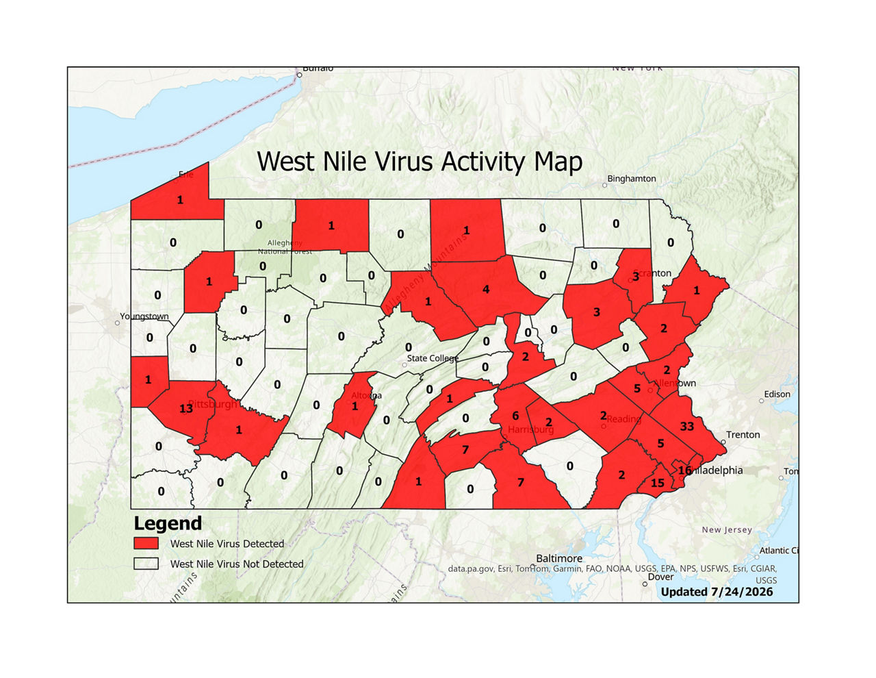 West Nile Virus Activity Map